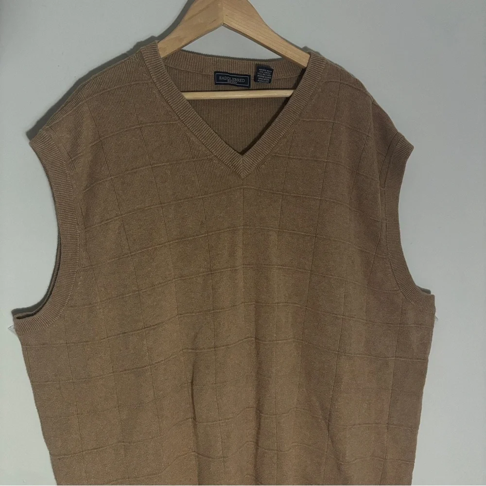 Saddlebred V-Neck Tan Sweater Vest 100%cotton